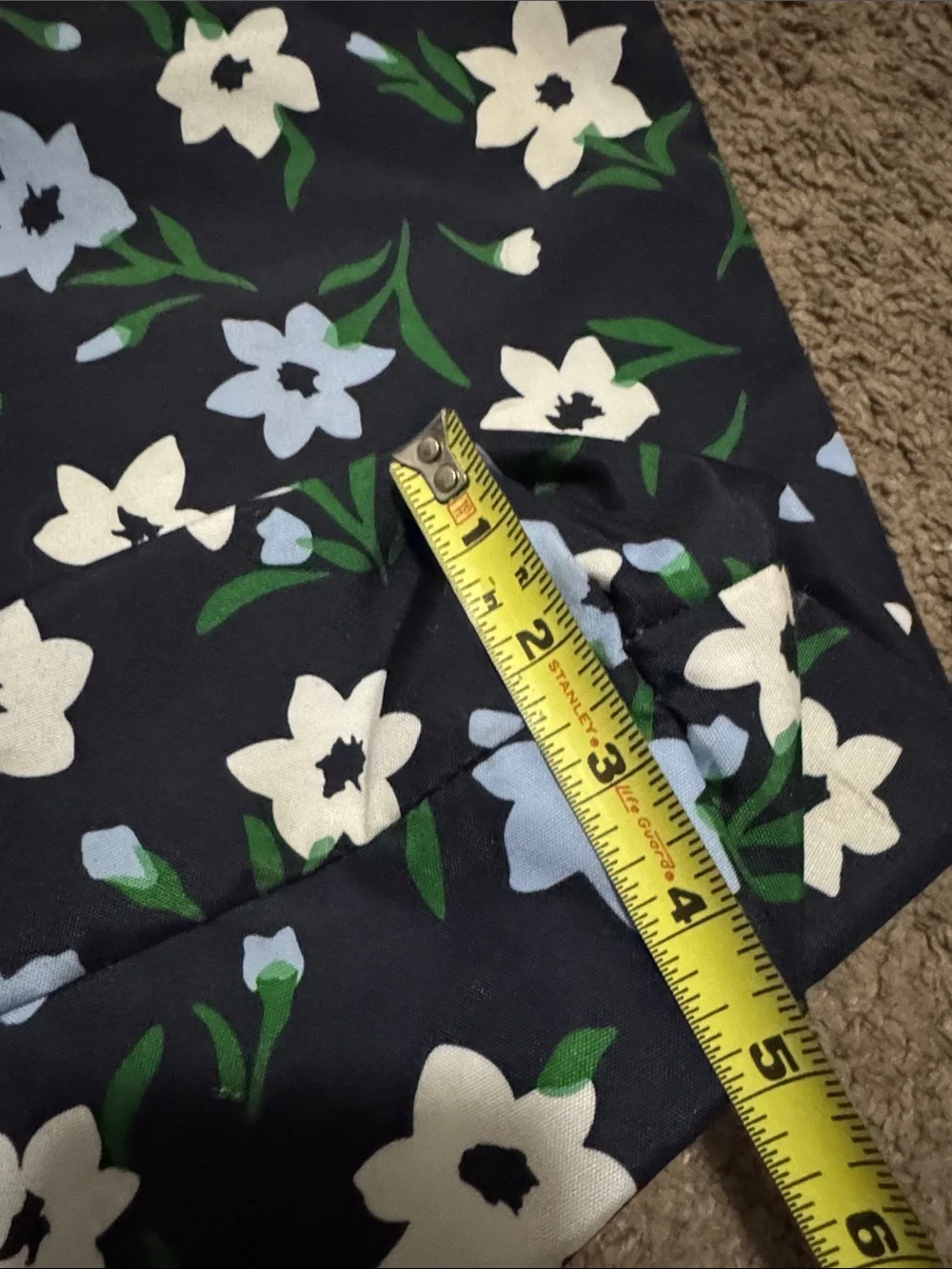 Kate Spade Tote-Navy Floral-Cloth-OpenTop-Large Size-GUC